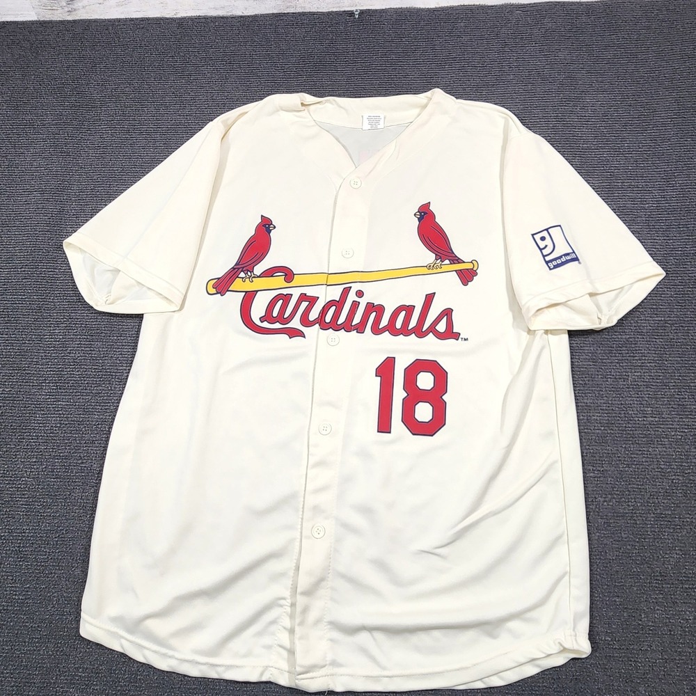 St. Louis Cardinals Baseball Jersey Men XL Cream Shannon 18 Button Up MLB Sports
